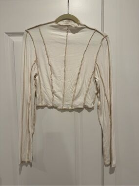 12th Tribe Avalon White Ribbed Long Sleeve Top